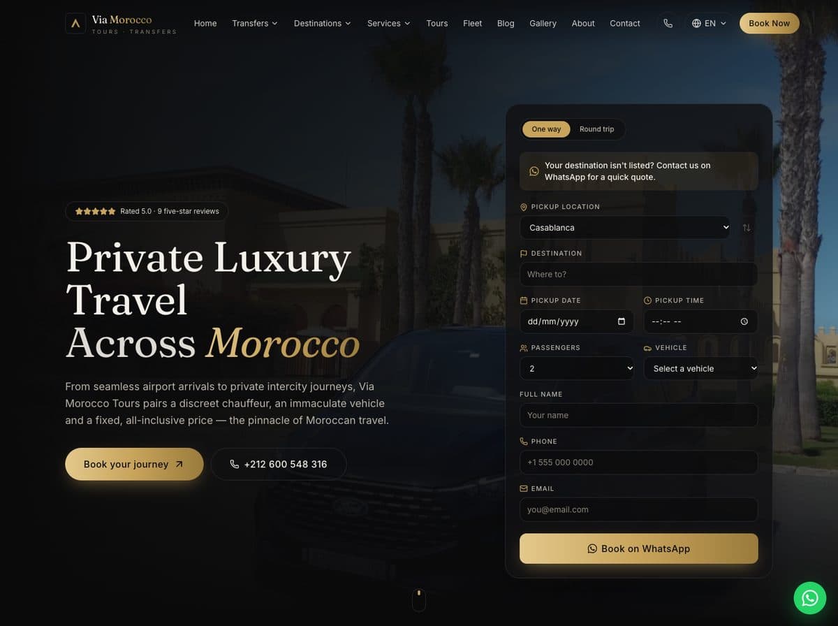 Via Morocco Tours — Luxury travel · Booking